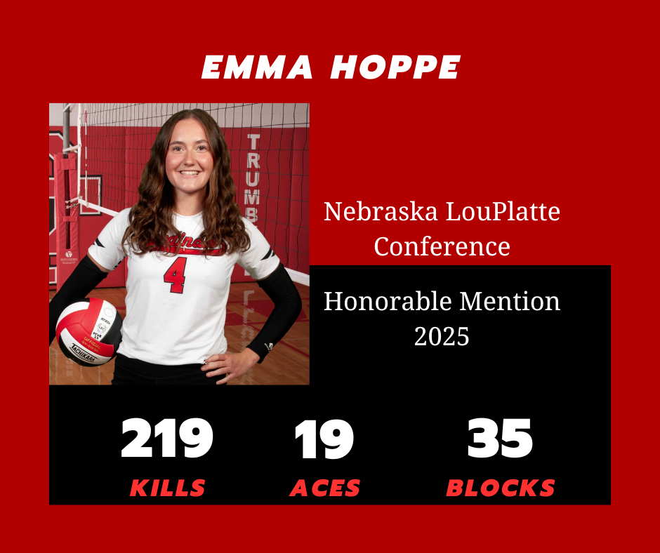 Congratulations to Charlee Richter on being named 1st Team All-LPC, and to Baylee Larson, Emma Hoppe, and Laini Rath on earning LPC Honorable Mention honors!