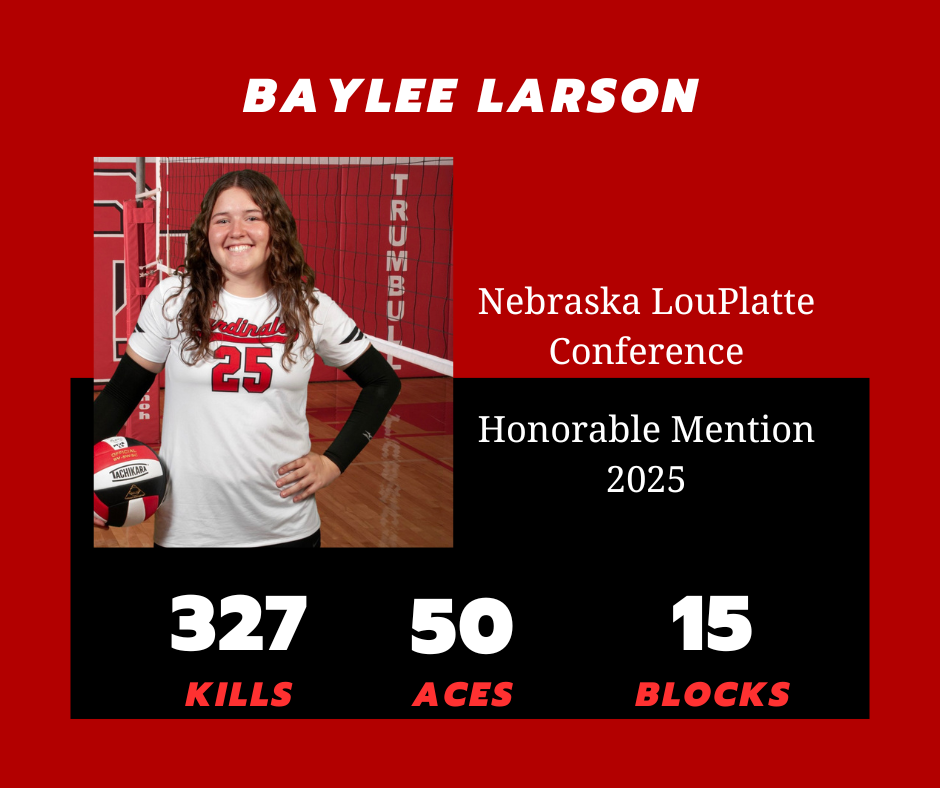 Congratulations to Charlee Richter on being named 1st Team All-LPC, and to Baylee Larson, Emma Hoppe, and Laini Rath on earning LPC Honorable Mention honors!