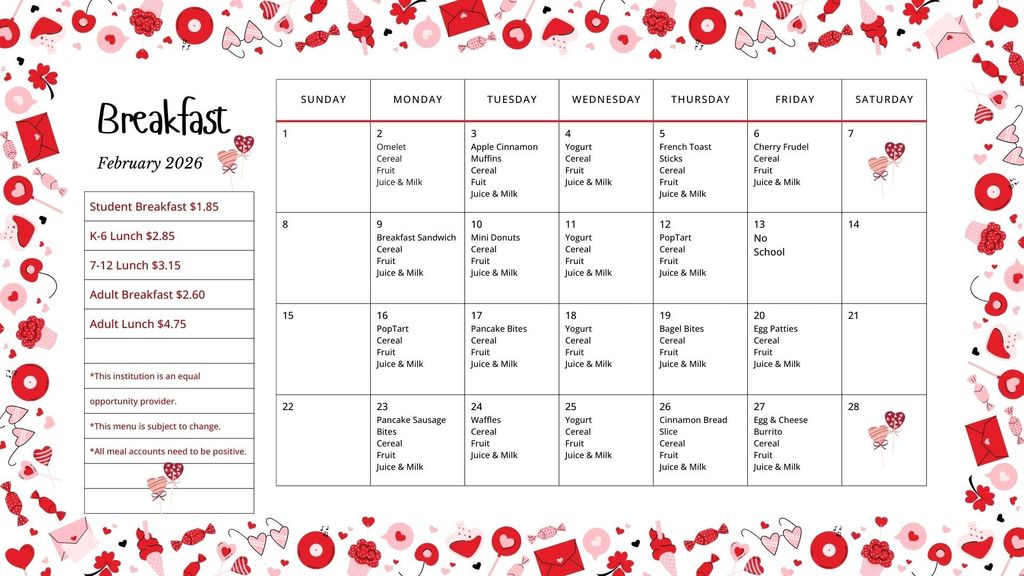 February Breakfast Menu