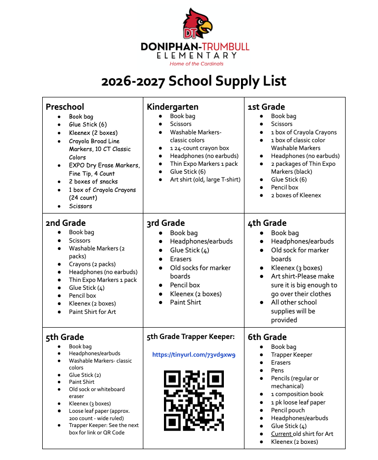 School Supply List