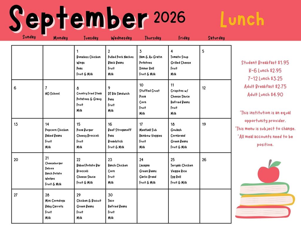 September Lunch Menu