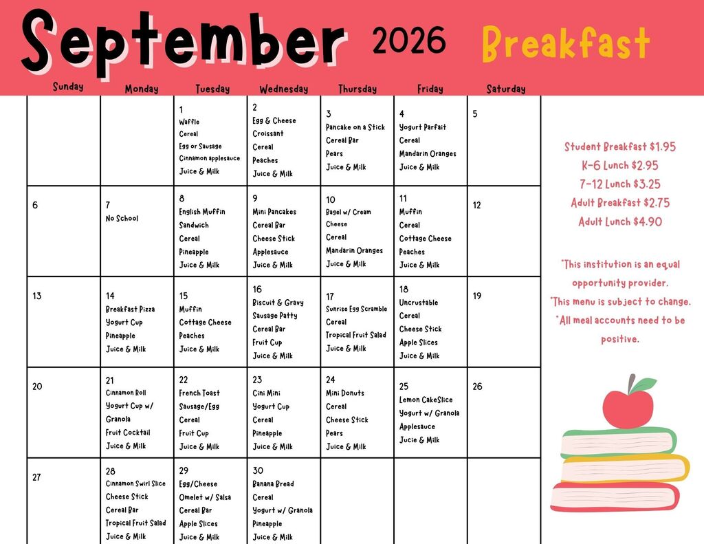 September Breakfast Menu