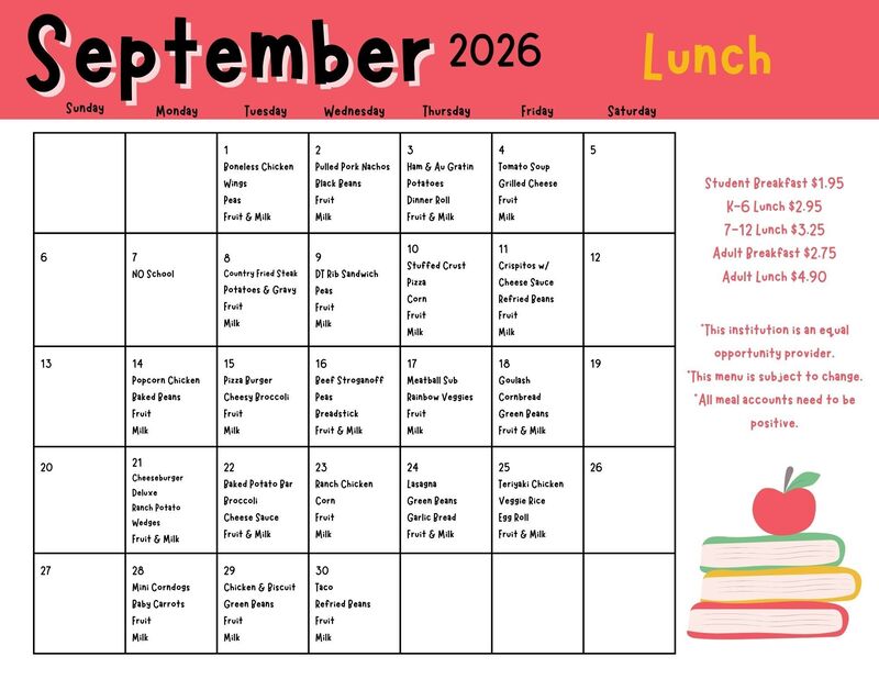 September Lunch Menu