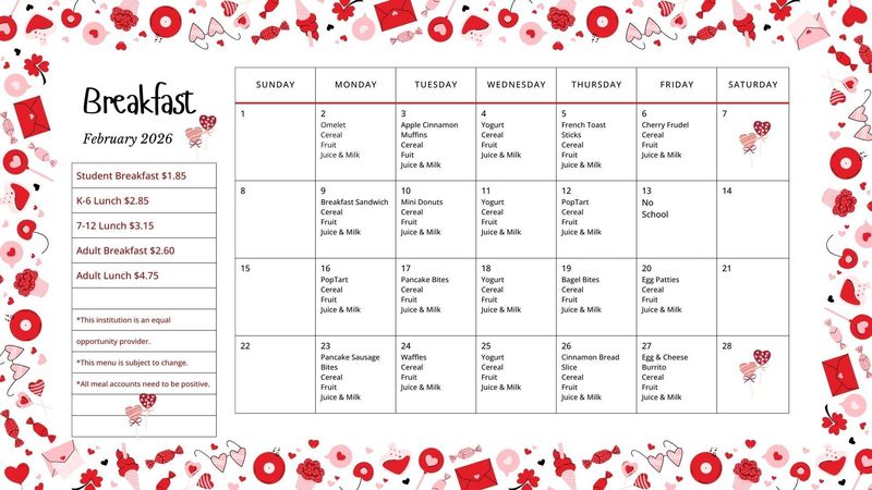 February Breakfast Menu