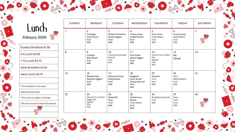 February Lunch Menu