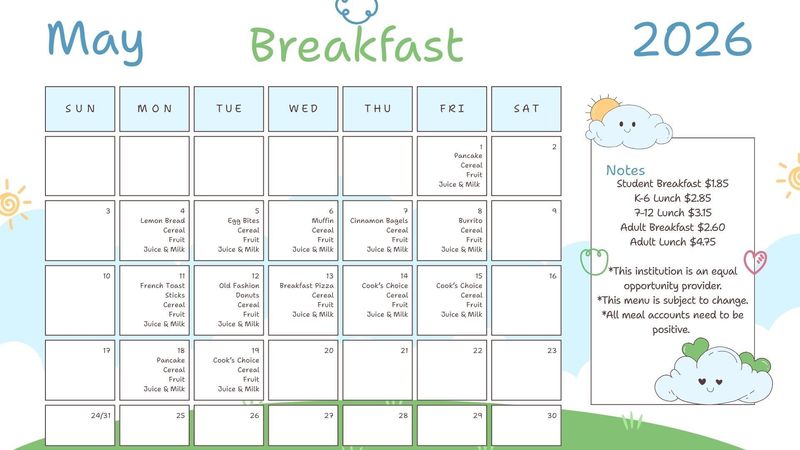 May 2026 Menus