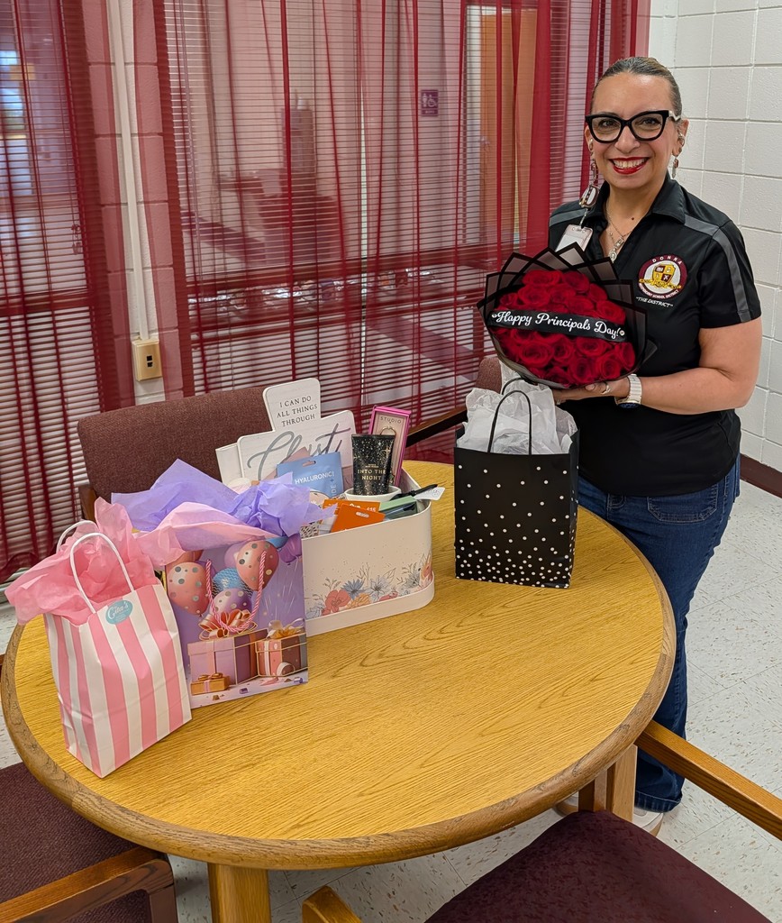 Mrs. Guerrero with her National Principal Appreciation Day gifts
