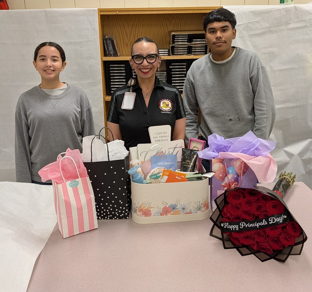 Mrs. Guerrero with DAEP students on National Principal Appreciation Day