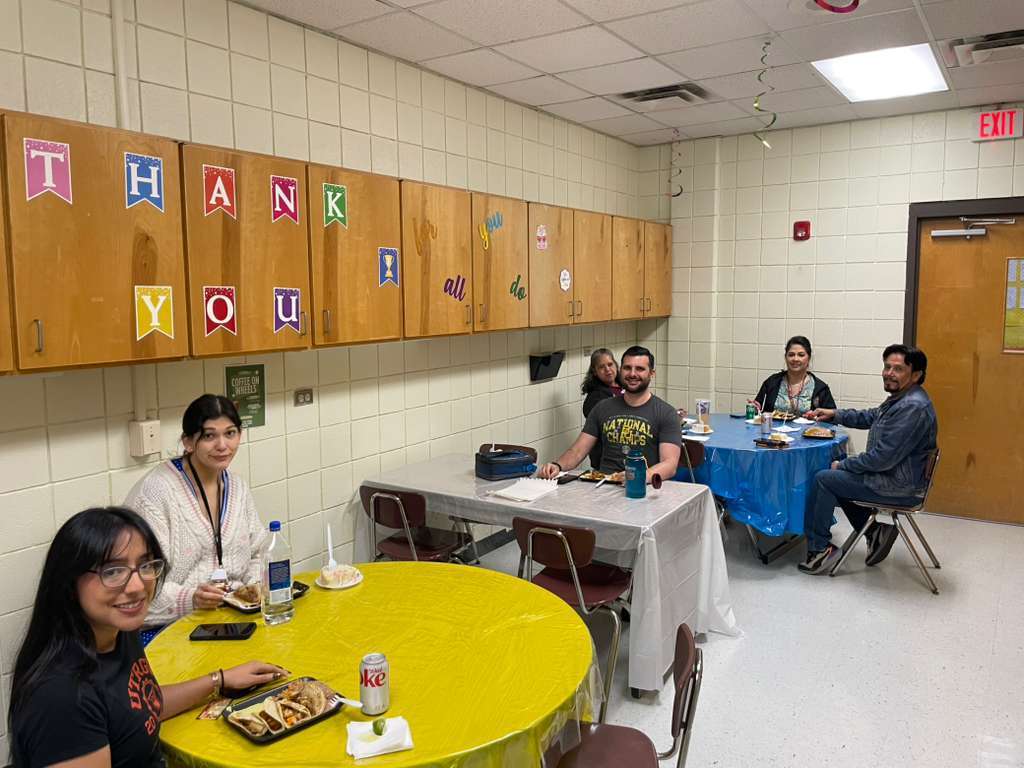 DAEP high school team enjoying a taquiza lunch