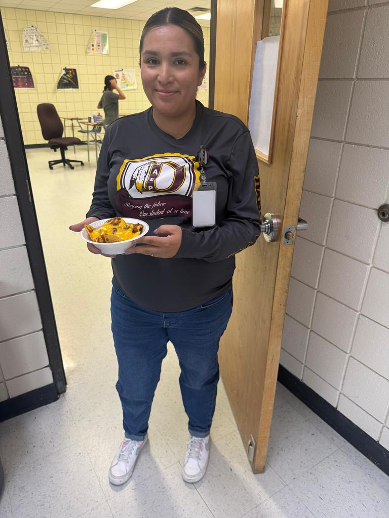 Mrs. Cantu enjoying nachos