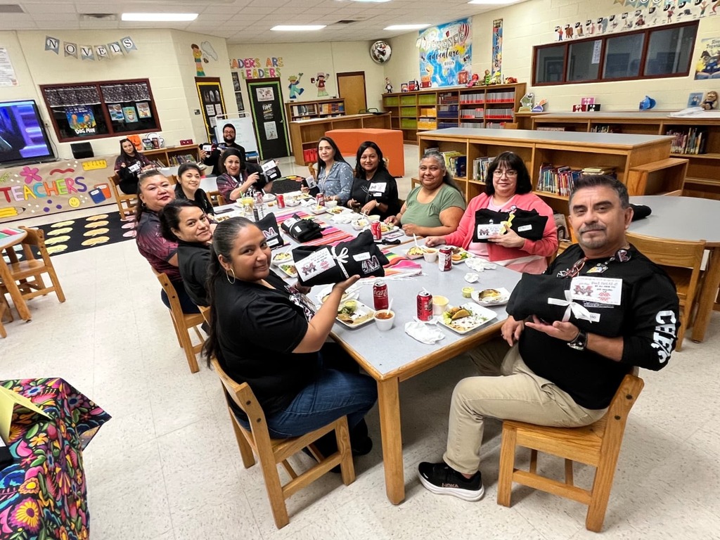 group of staff eating