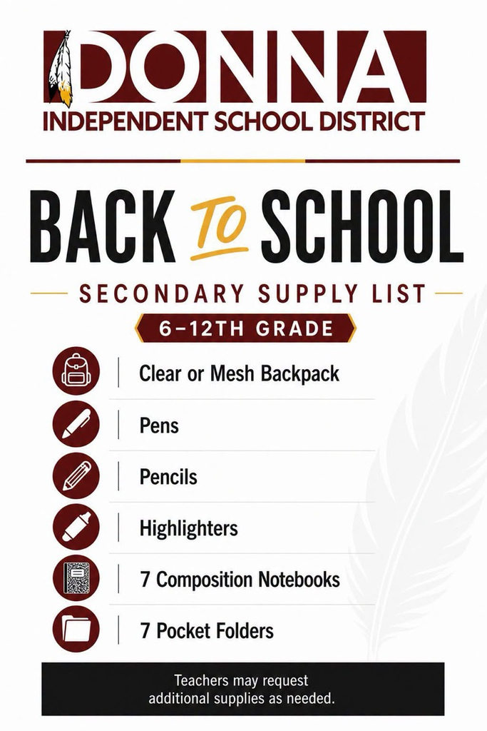secondary supply list
