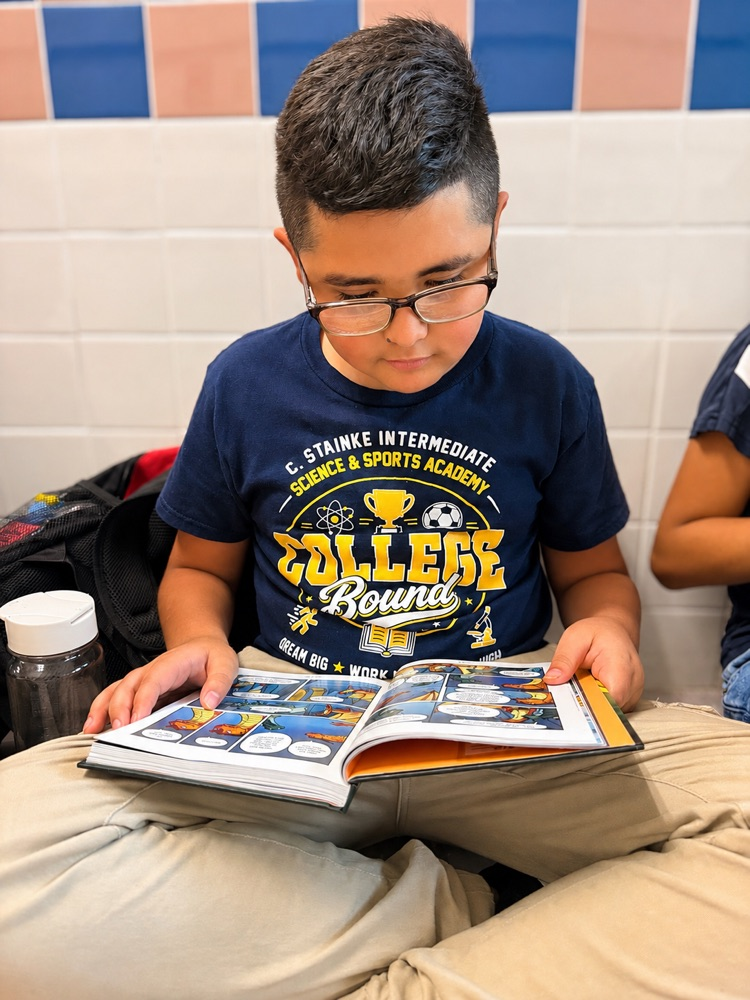 student reading