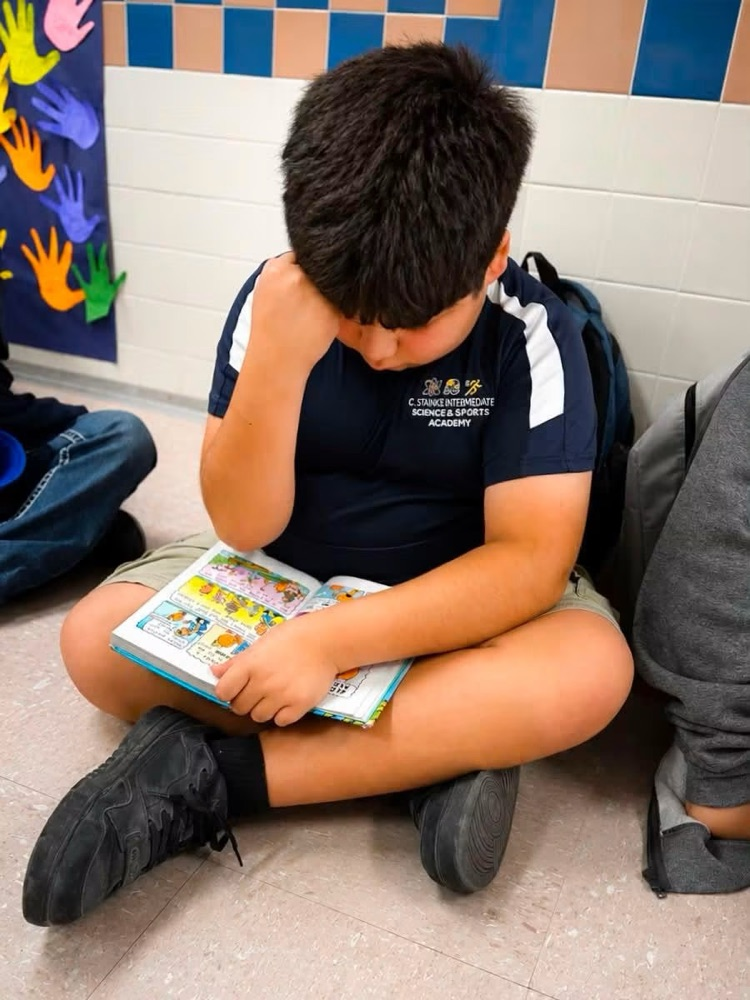 student reading