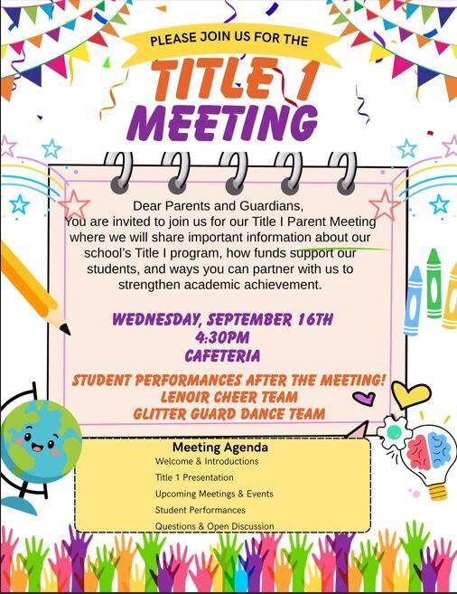 Title 1 Meeting Sep. 16th 4:30 p.m.