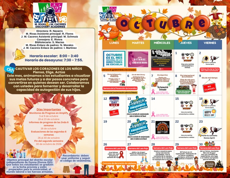 October Calendar Spanish