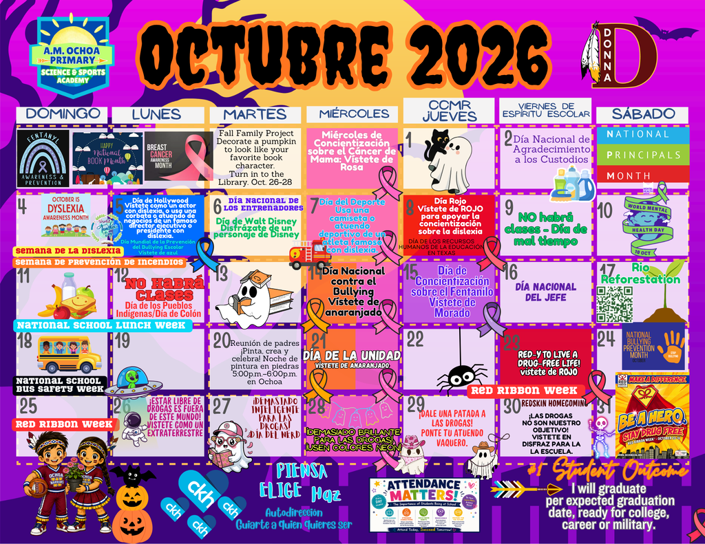 October Calendar Spanish