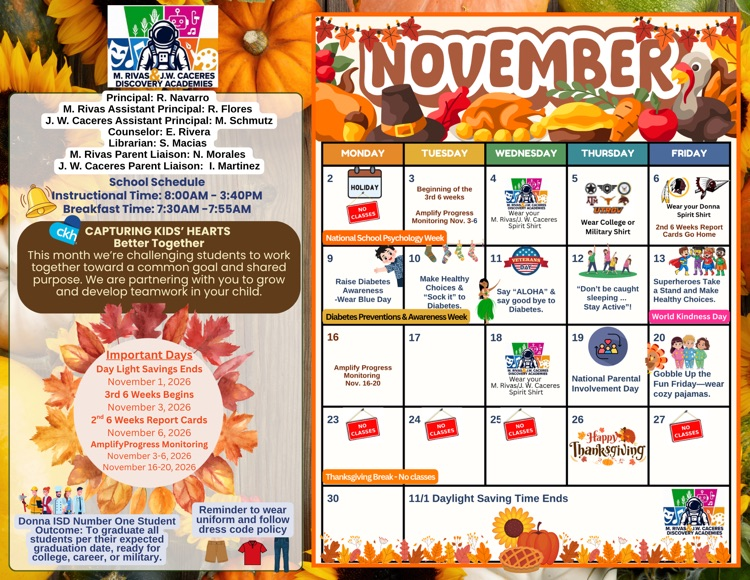 November Calendar English