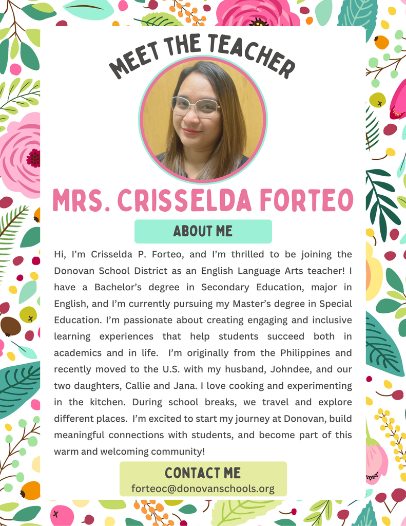 Meet The Teacher - Mrs. Forteo