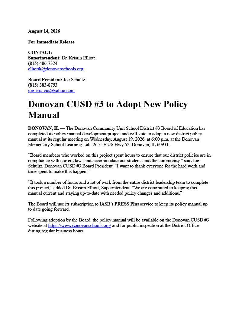 Press Release New Policy