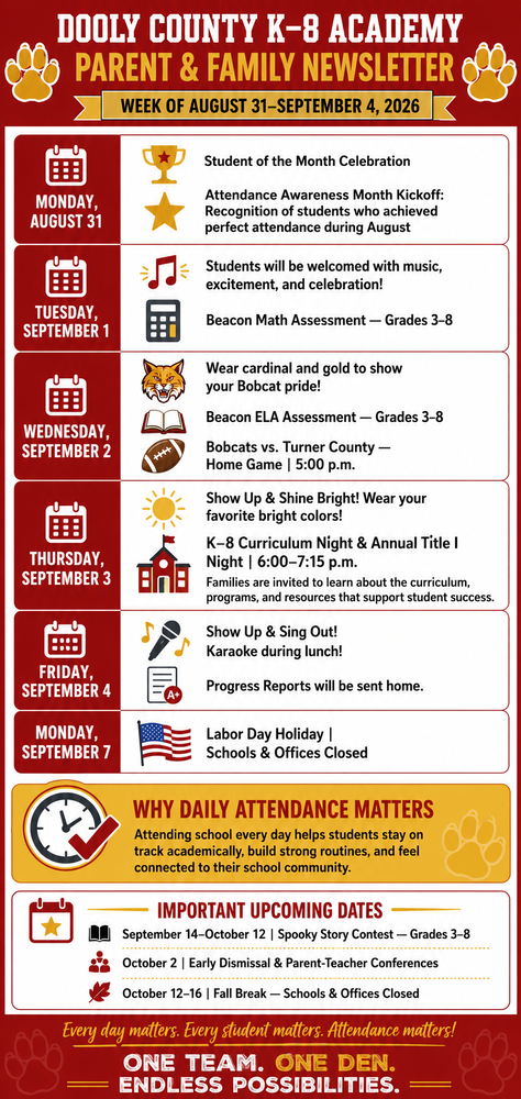Weekly Newsletter- Aug. 31-Sept. 4