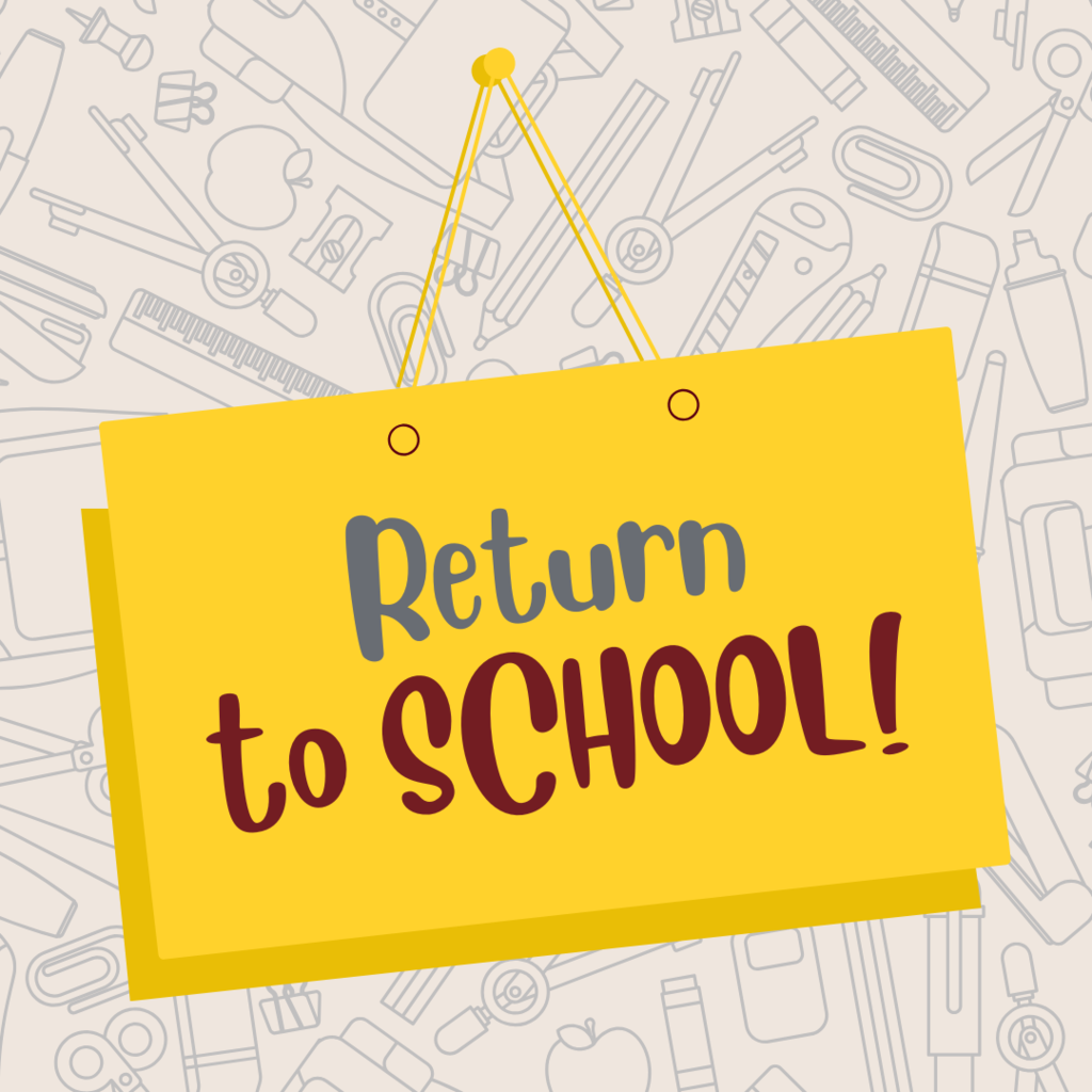 sign with return to school in yellow