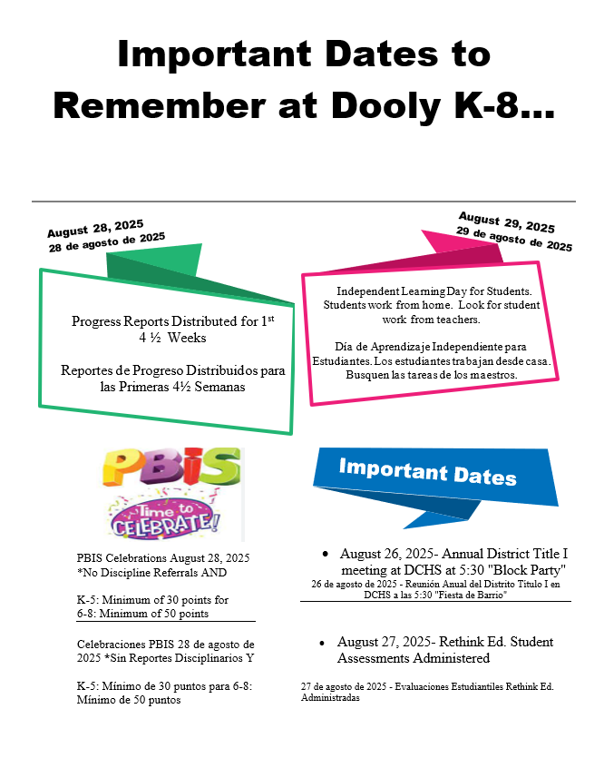 Upcoming Important Dates