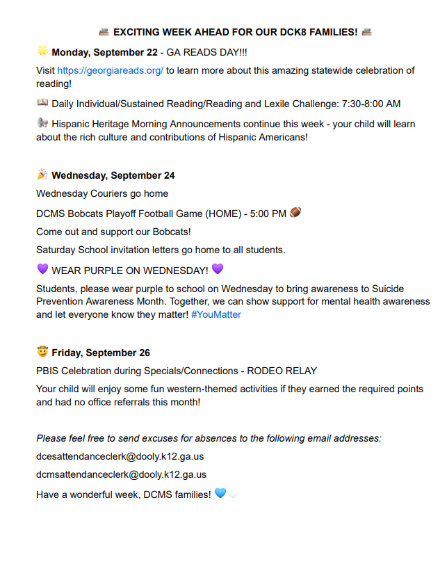 What's Happening This Week!
