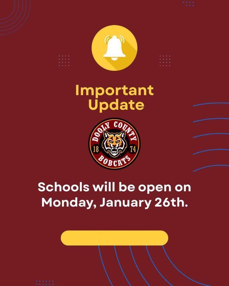 School Open Monday, January 26, 2026