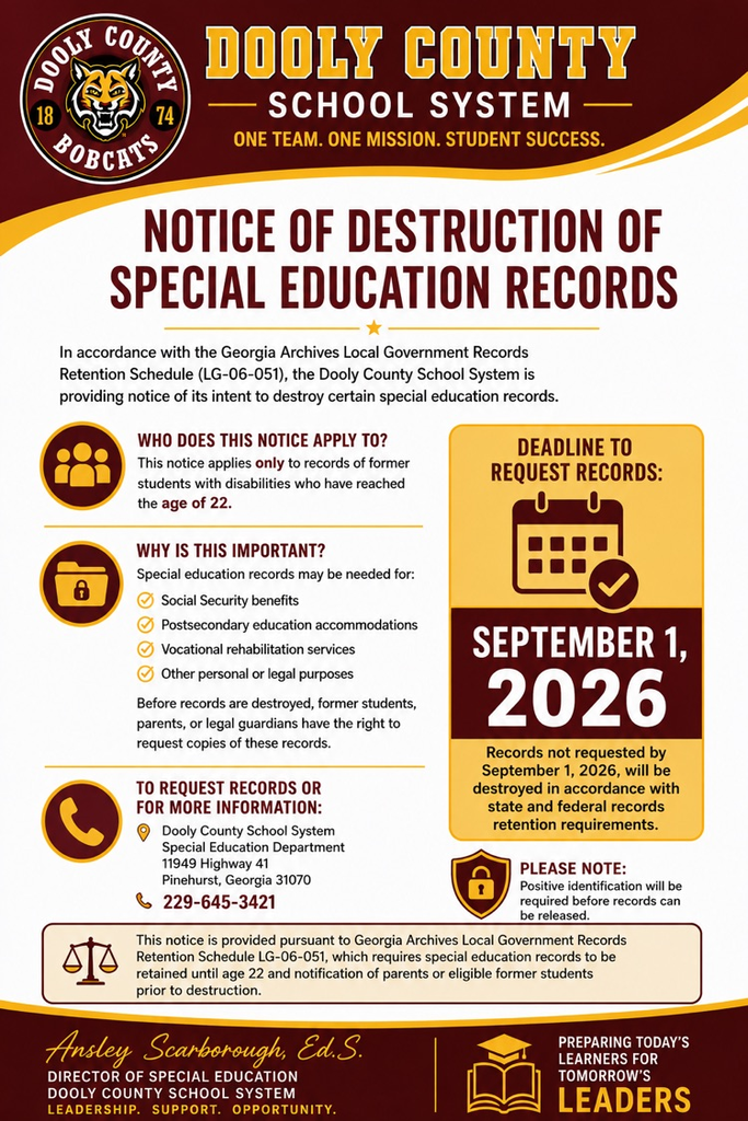 notice of destruction or special education records