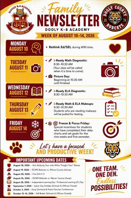 Weekly Newsletter August 10-14, 2026