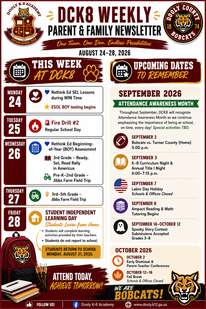 Weekly Newsletter- August 24-28, 2026