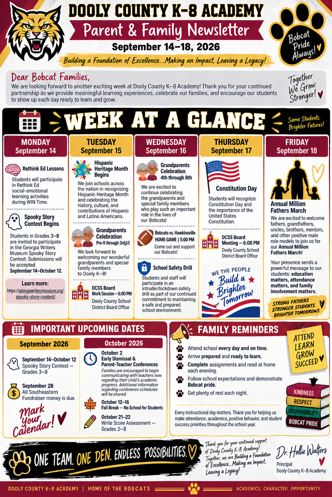 Parent Newsletter September 14-18, 2026