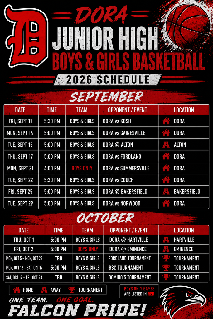 Junior High Basketball Schedule