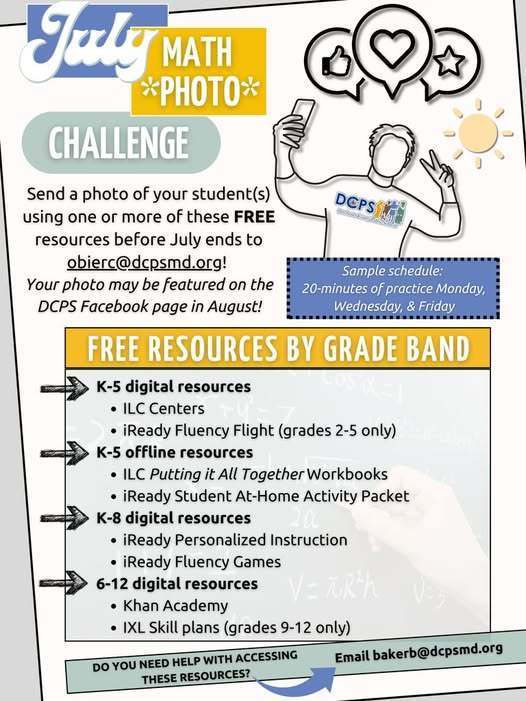 DCPS math photo challenge information.