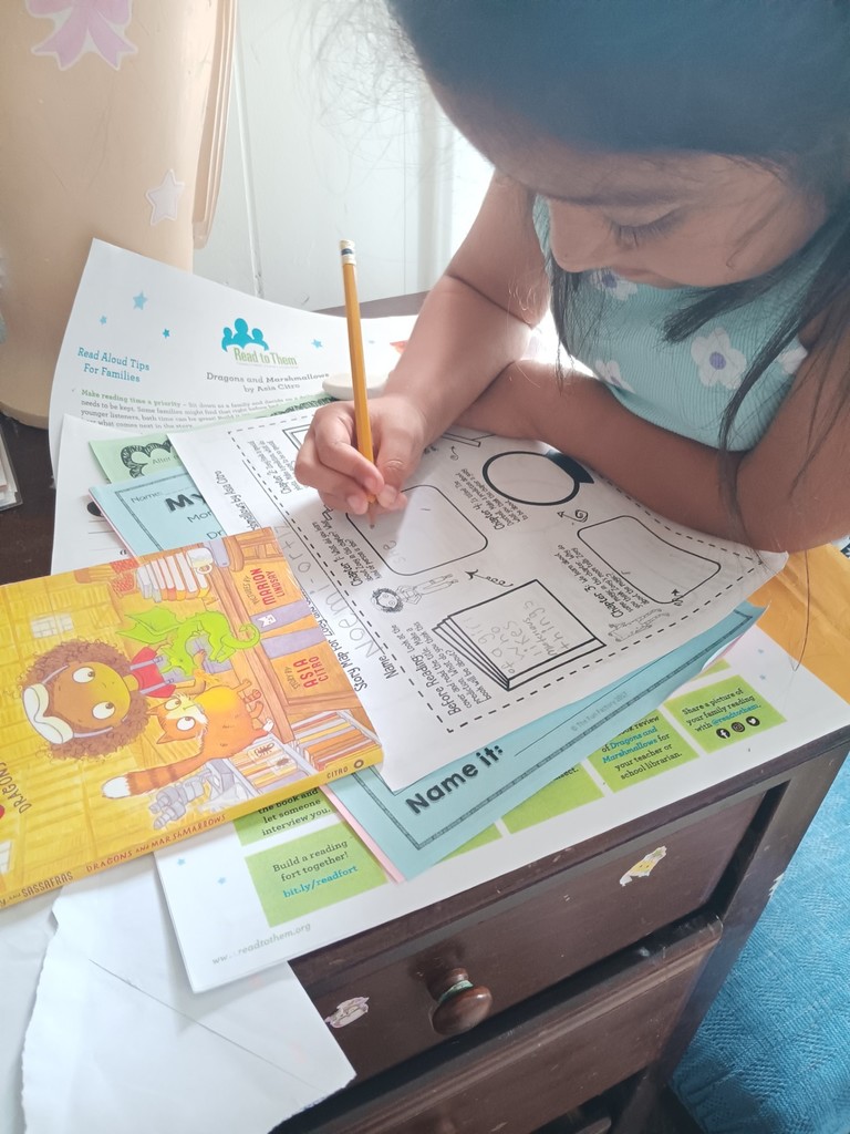 Student completing work packet
