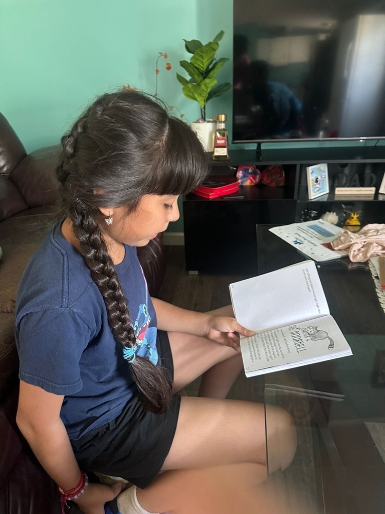 A female student reading