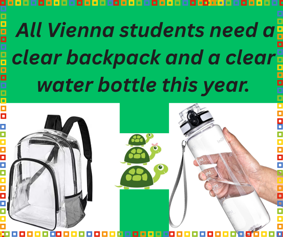 clear water bottle and  backpack