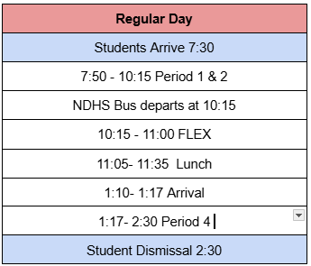 DCTC Regular Day Bell Schedule