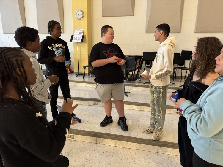 students learn bells in band 
