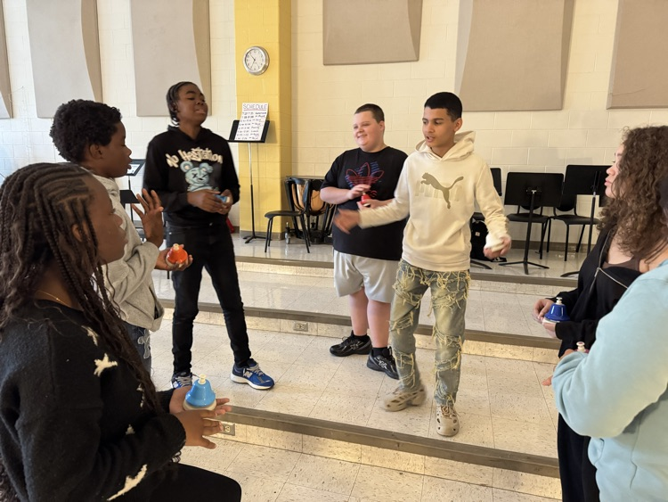 students learn bells in band 
