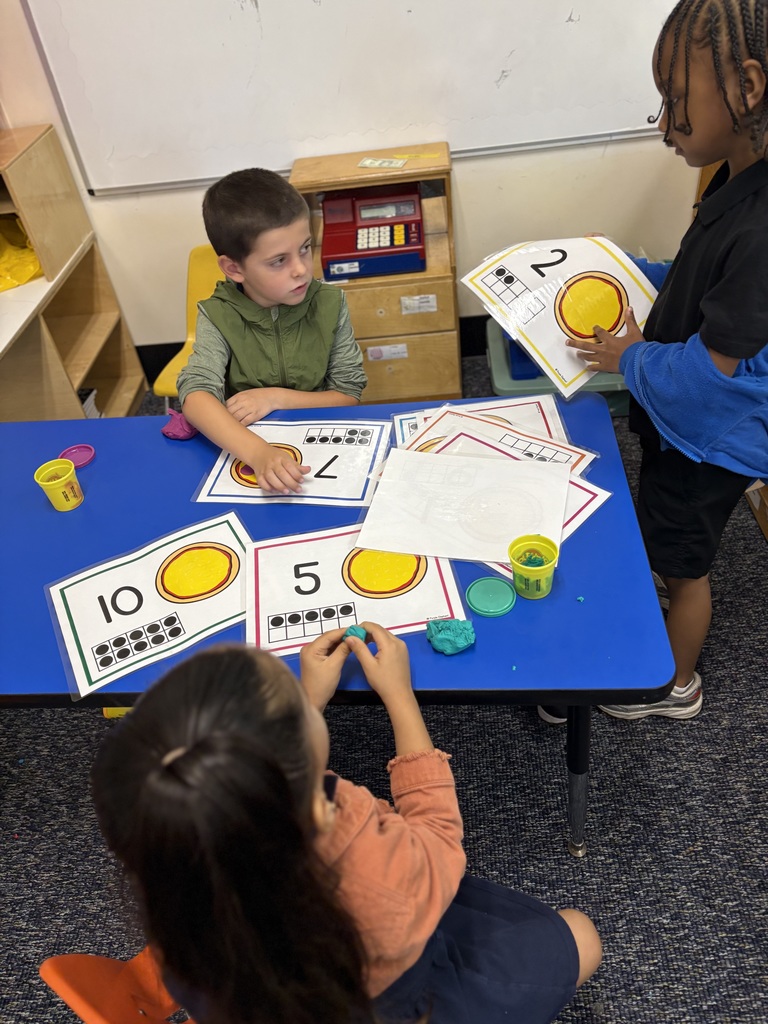 Student counting ten objects in a set