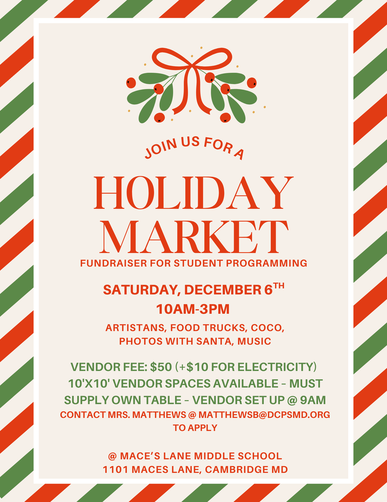 MLMS Holiday Market will be December 6 from 10-3
