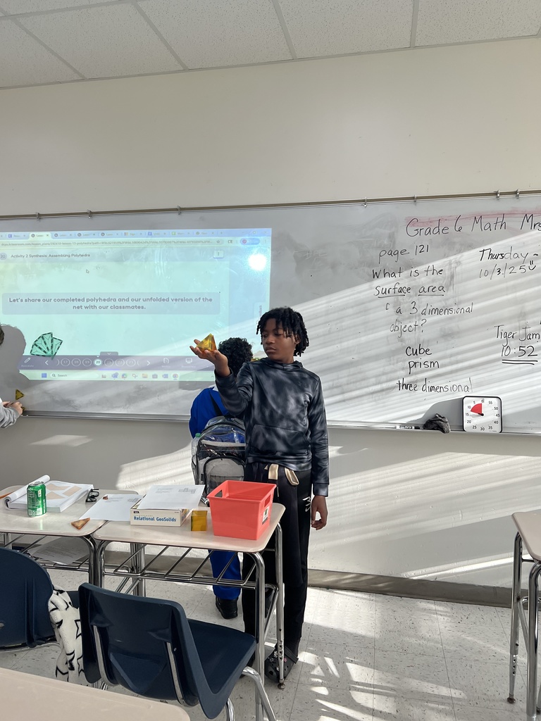 6th grade math created polyhedra from tiles