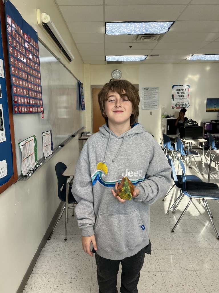 6th grade math created polyhedra from tiles