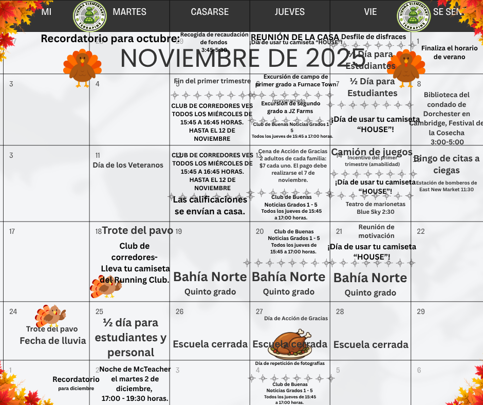 Nov. Calendar Spanish