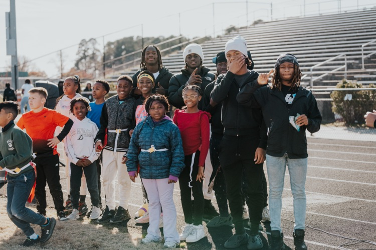MES 7v7 football house rally at Viking Stadium