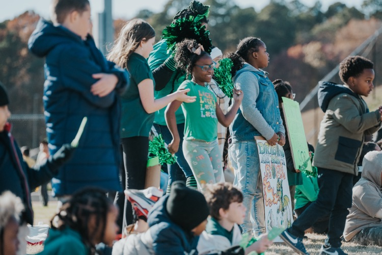 MES 7v7 football house rally at Viking Stadium