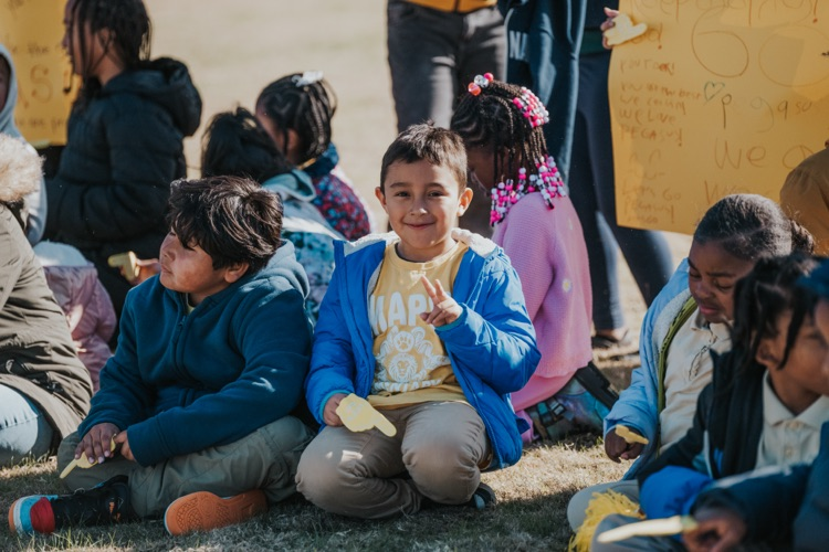 MES 7v7 football house rally at Viking Stadium