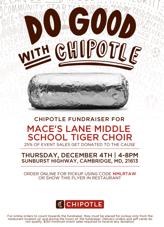 Chipotle fundraiser on December 4th from 4-8